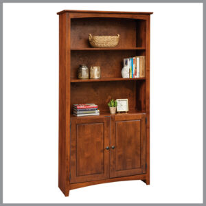 50-Inch Wide Alder Standalone Bookcase w/Doors